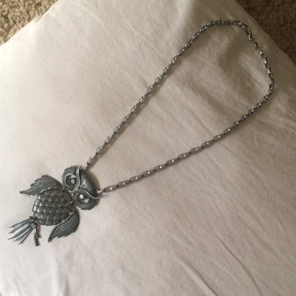 Silver owl necklace
